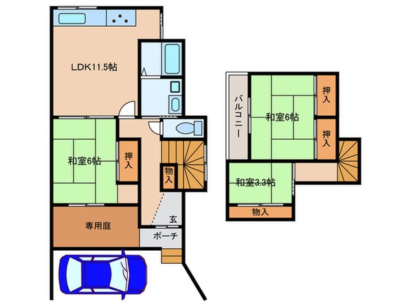 入江様岡山4丁目一戸建貸家の物件間取画像